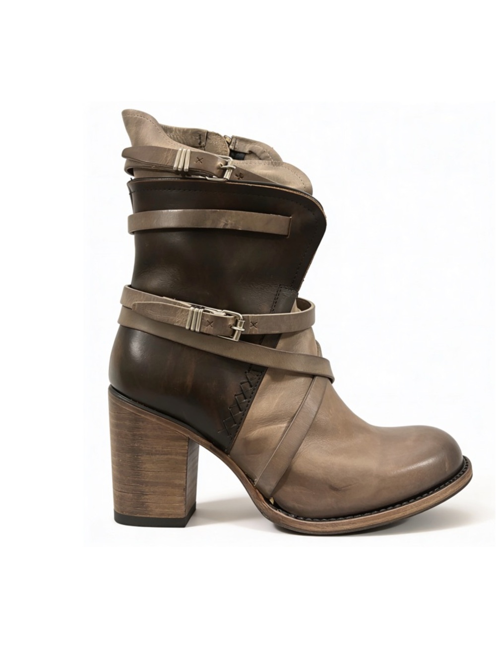 Baker Freebird by Steven brown grey heeled boots